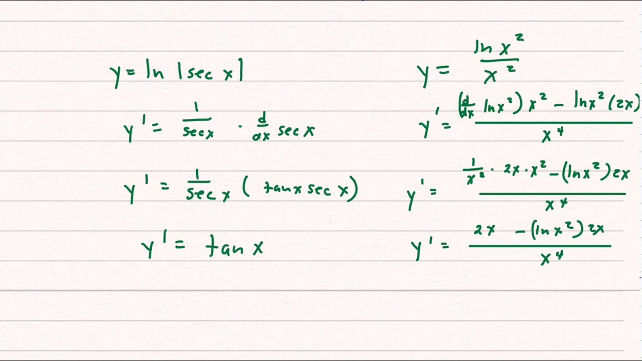 Log And Exponential Derivatives Youtube
