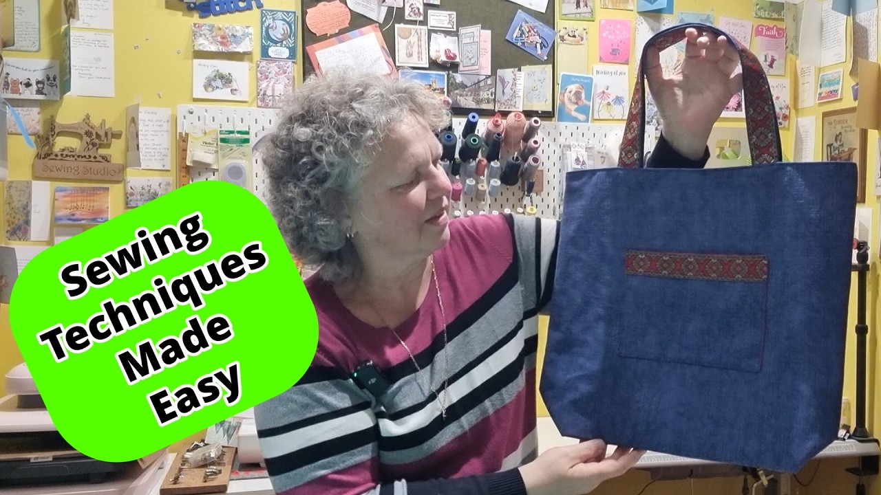 How to Sew a Denim Tote Bag with Pockets & Zipper | Beginner Friendly!
