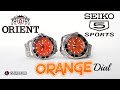 ORIENT RAY II & SEIKO 5 SPORTS Orange Dial