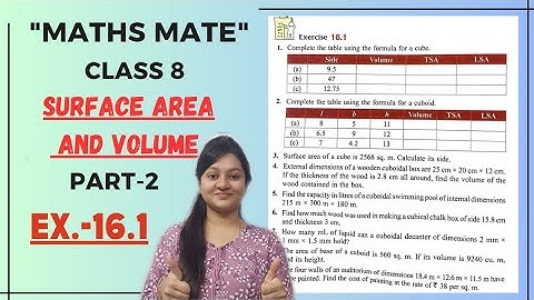 Maths Mate (Madhuban)|Class 8|Surface Area And Volume|Ex.-16.1 #mathsmate #menstruation #maths