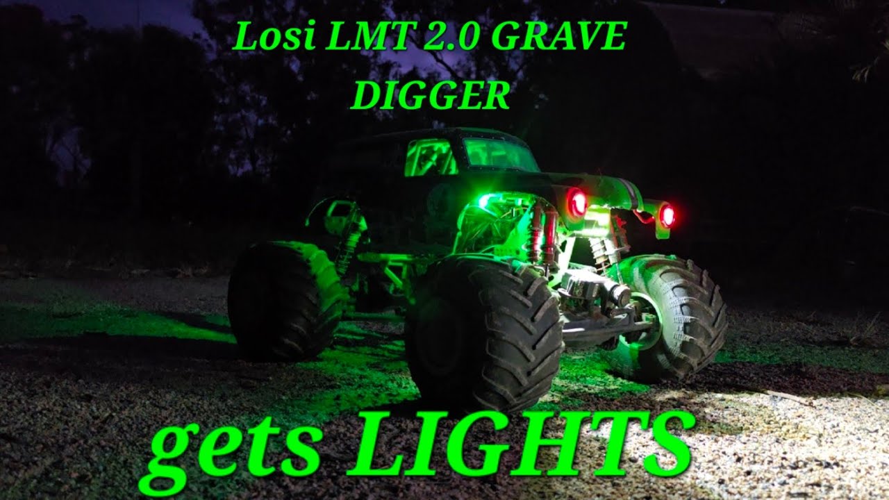 Losi LMT 2.0 Grave Digger gets LIT UP....