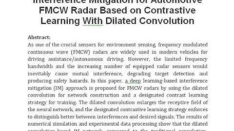 Interference Mitigation for Automotive FMCW Radar Based on Contrastive Learning With Dilated Convolu