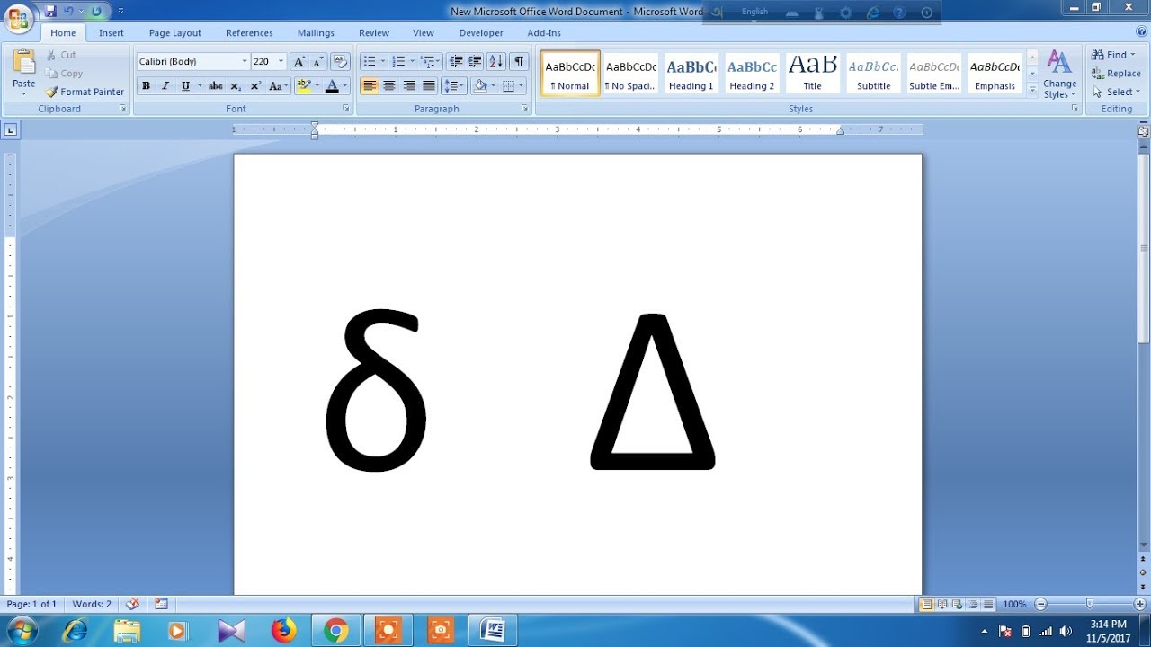 How to type delta symbol in word - YouTube