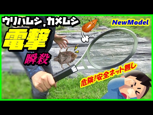 ウリハムシ,カメムシ 無農薬で害虫駆| 電撃 殺虫 虫取りラケット