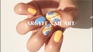 무광 or 유광네일 아가일 체크 셀프네일아트 Argyle pattern nail art tutorial