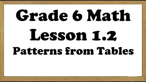 Grade 6 Math Lesson 1.2 Patterns from Tables