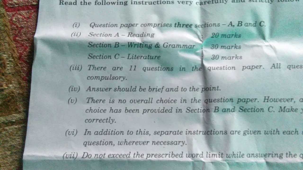 Answer key of English exam 2020 class 10