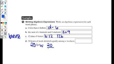 4.1 Evaluating and Writing Algebraic Expressions first part Video