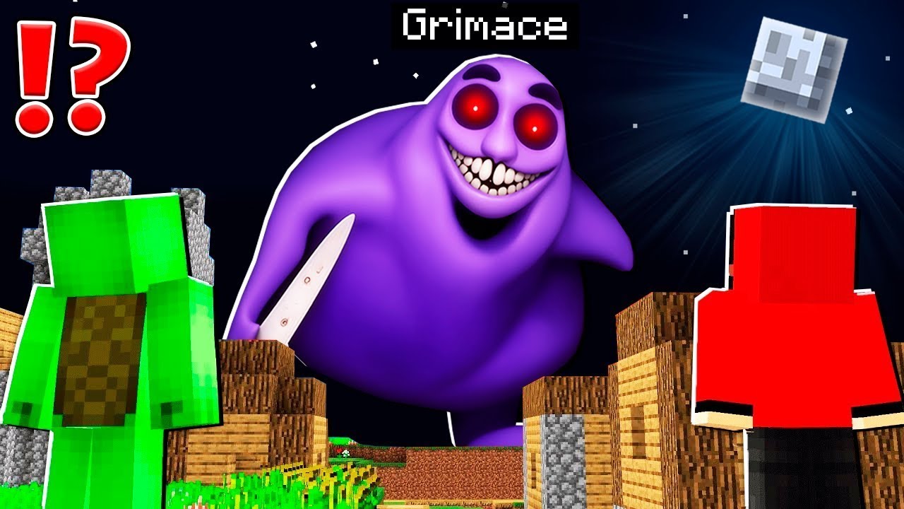 Why GIANT GRIMACE ATTACK JJ and Mikey at NIGHT ? Minecraft Maizen
