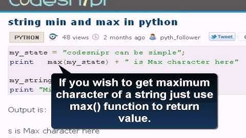 stringPYTHON Tutorial : min and max in python