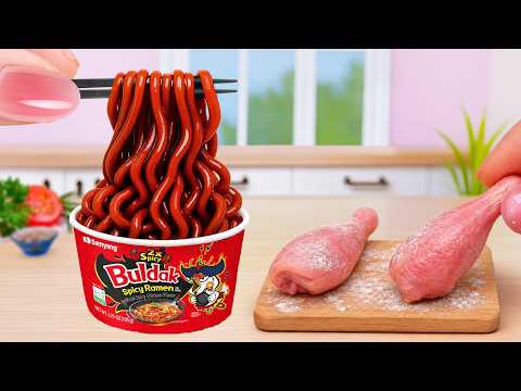 How to Make Miniature Buldak Cheetos Noodles With Fried Chicken by Mini Delights