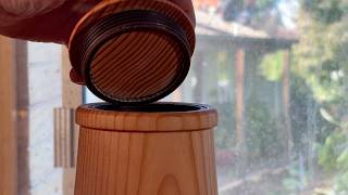 Richard Raffan first box using threaded inserts in Douglas fir.