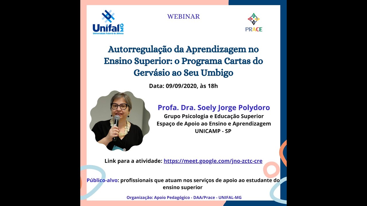 Webinar Autorregulação da Aprendizagem e o Programa Cartas do Gervásio