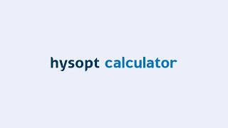 Discover the Hysopt Calculator