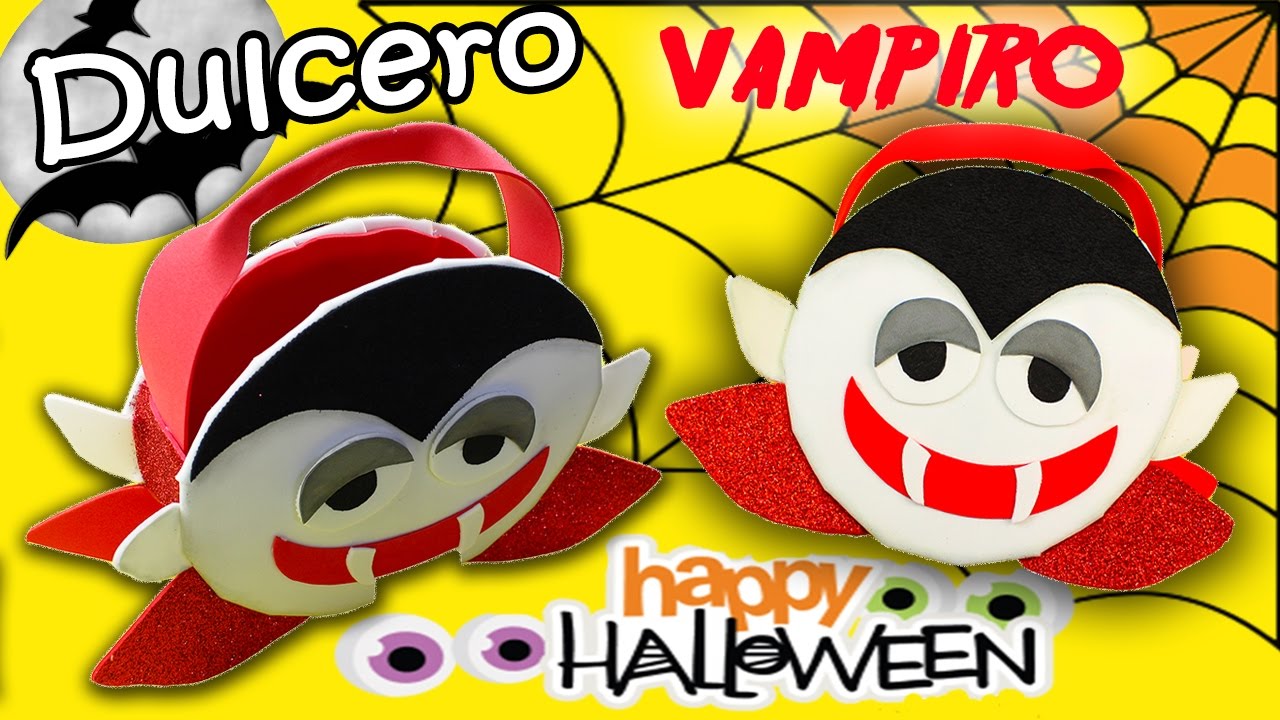 Dulcero para Halloween vampiro de goma eva. Manualidades Halloween.
