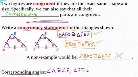 Writing triangle congruency statements and identifying congruent parts
