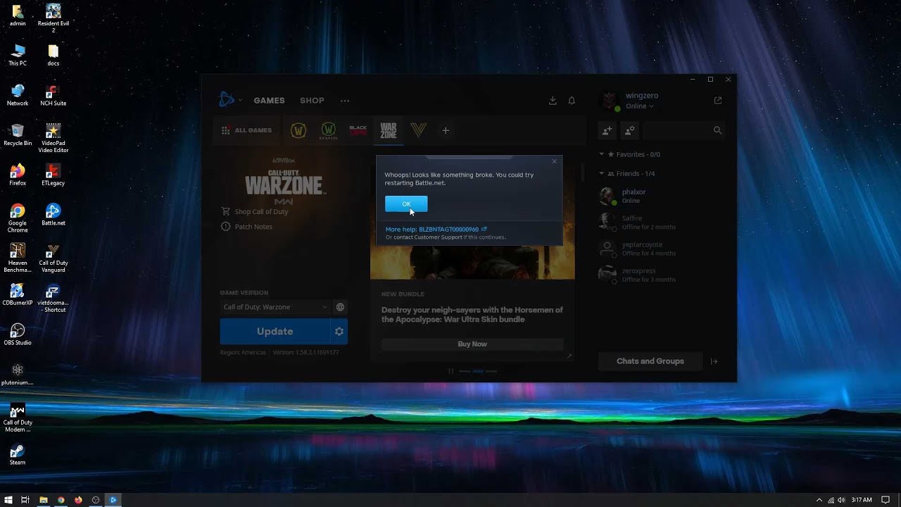 How to fix Warzone Pacific / Vanguard not updating error message on Battle. net 