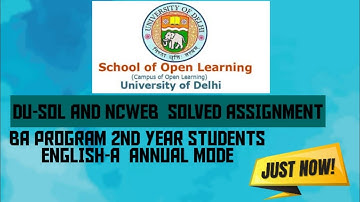 DU SOL STUDENT || BA PROGRAM 2nd year ||  ENGLISH-A ANNUAL MODE SOLVED ASSIGNMENT || 2020