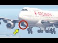 Terrifying Moment As The Boeing 747 Front Gear Got Stuck Upon Landing [XP11]