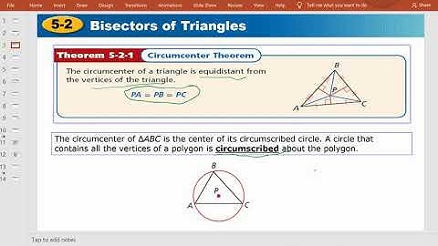 5-2 Bisectors of Triangles Part I
