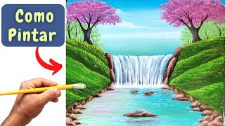 Como Pintar uma Cachoeira / vídeo para aprender ou relaxar/ how to paint a waterfall