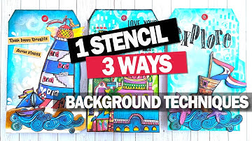 3 Background Techniques Tag Journal Pages - Part 1 - Stenciling - Art By Marlene
