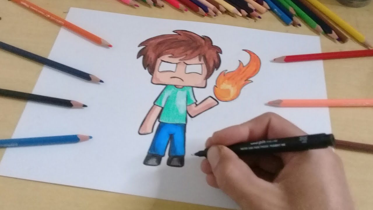 COMO DESENHAR O HEROBRINE DE MINECRAFT 