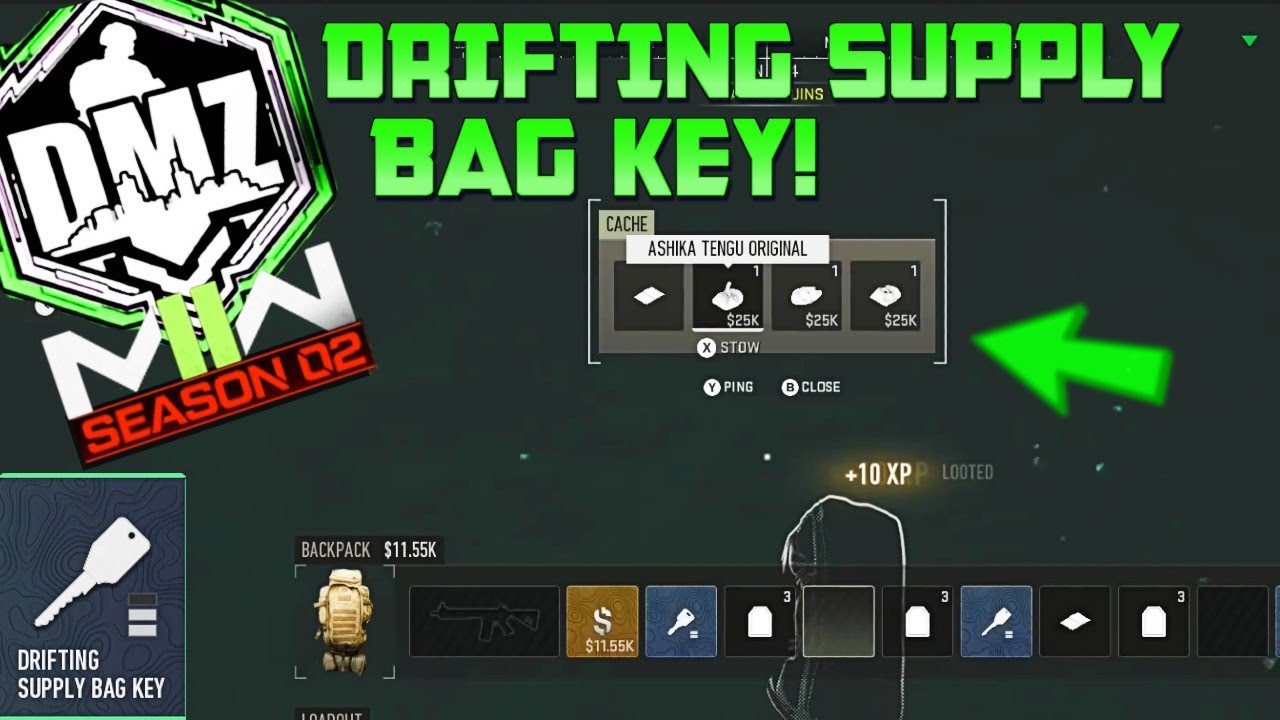 MW2 DMZ "DRIFTING SUPPLY BAG KEY" LOACATION FREE 75K *NEW* 3 MASKS