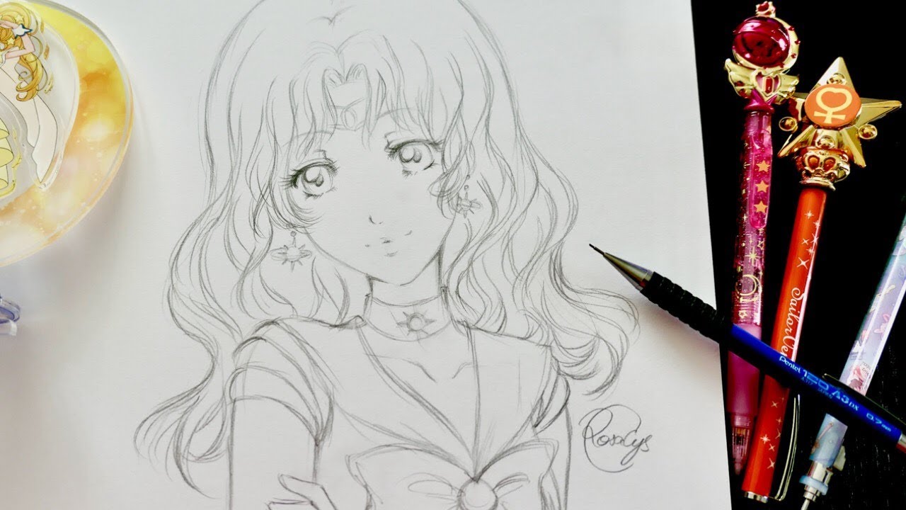 Speed Drawing Sailorneptune Dessin Au Crayon Fan Art Manga Portrait Facile