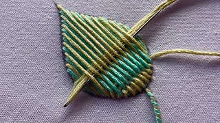 Very attractive leaf hand embroidery design|hand embroidery tutorial for beginners|starting se kadai
