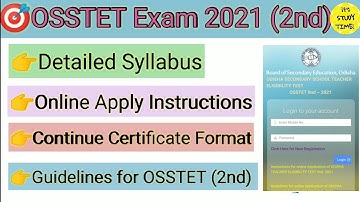 🎯OSSTET 2021(2nd) Apply Starts || Apply instructions, syllabus, Eligibility, Continue Certificate ||