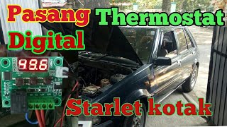 #Thermostatdigital #starlet\nNunggu yg belanja Pasang thermostat digital w1209 di mobil starlet kotak