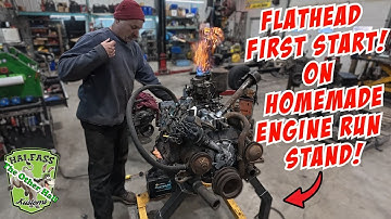 Flathead V8 FIRST RUN on Homemade Engine Run Stand!