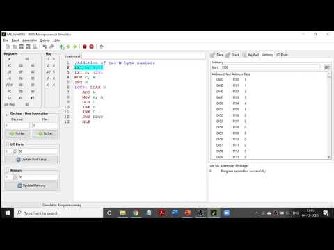 Programming 8085 - Addition of N Bytes
