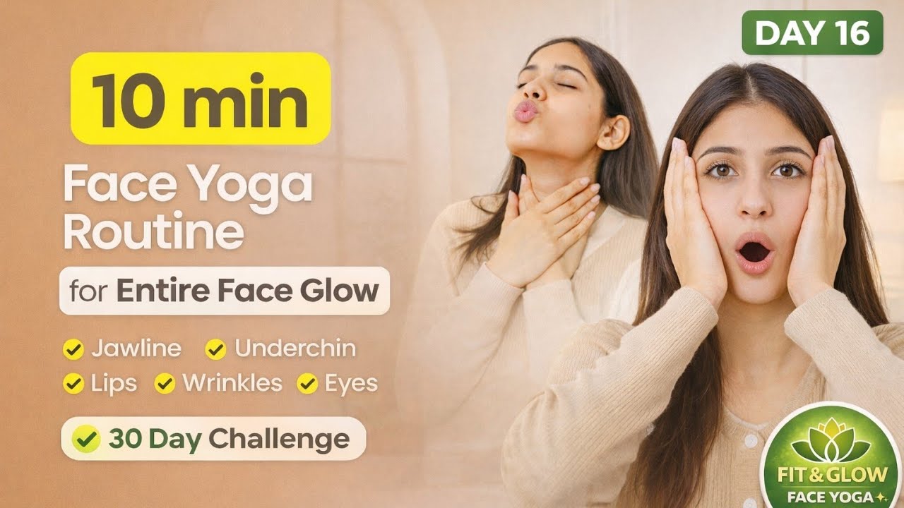 DAY 16 Face Yoga | Wrinkles ❌ Double Chin ❌ | Just 10 Min Challenge 🔥#faceyoga #skincare #fitandglow
