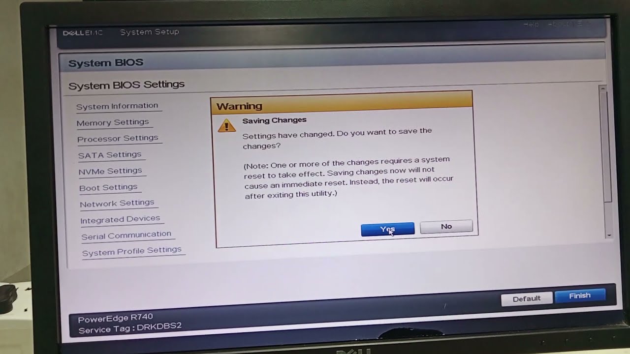 Change System BIOS Setting Dell EMC PowerEdge R740 Server UEFI To Change System BIOS Setting Dell EMC PowerEdge R740 Server UEFI To