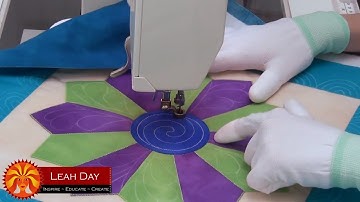 How to Machine Quilt a Diamond Dresden Plate Quilt Block - Beginner Quilting Tutorial with Leah Day