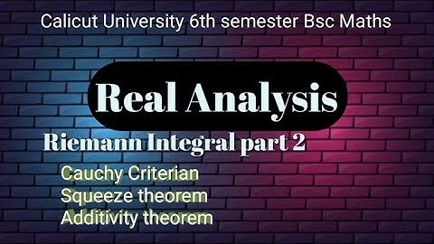CALICUT UNIVERSITY 6TH SEM BSC MATHS REAL ANALYSIS RIEMANN INTEGRAL PART 2