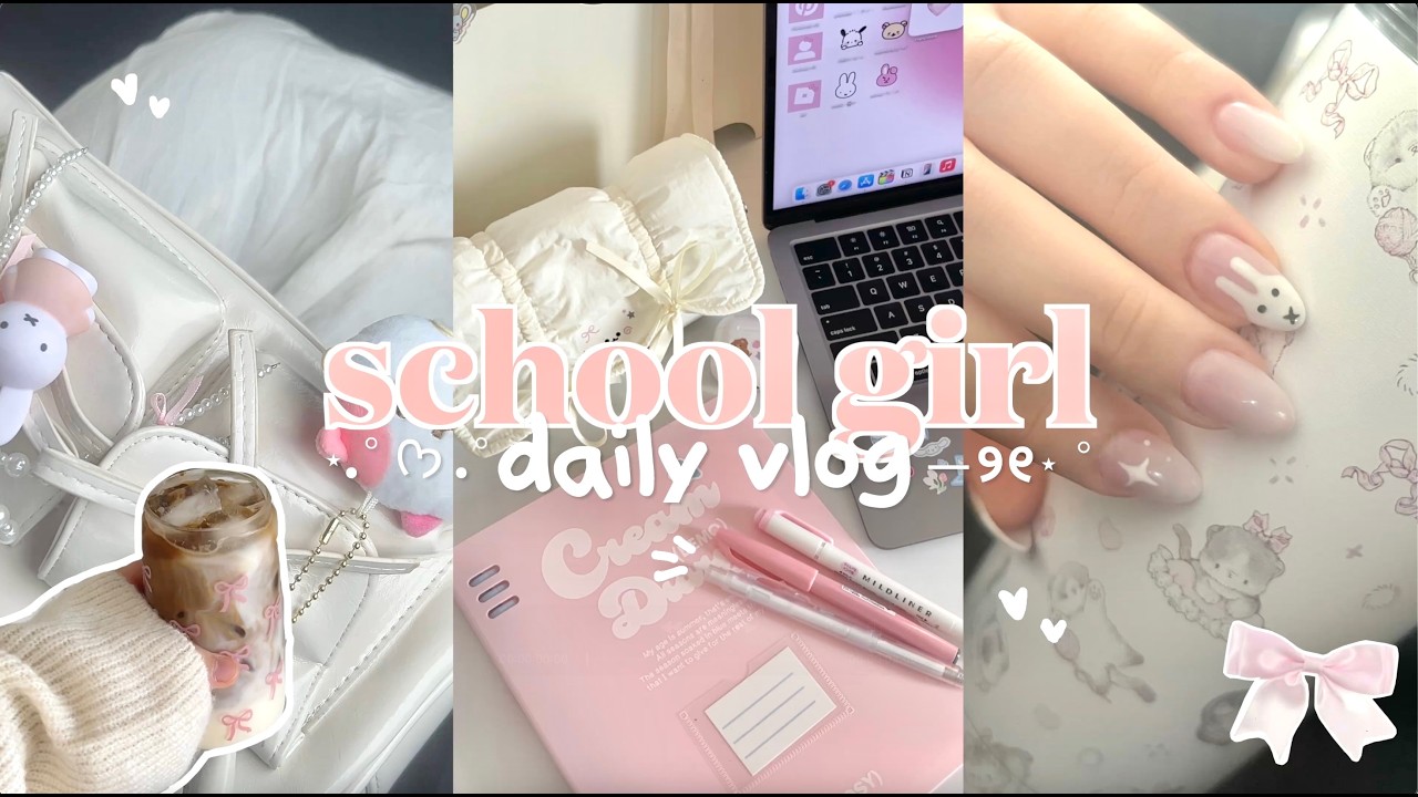 school girl vlog 🎀 daily life as an introvert, studying & being productive, morning & night routine