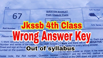 4th Class 2021|Wrong Answer key|1 march Paper|Out of syllabus|Jkssb|Wrong Answer Key