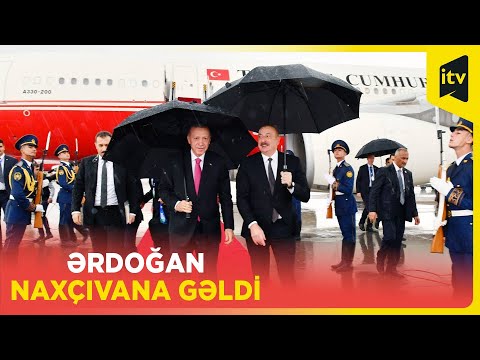 Prezident İlham Əliyev Rəcəb Tayyib Ərdoğanı Naxçıvan hava limanında qarşılayıb