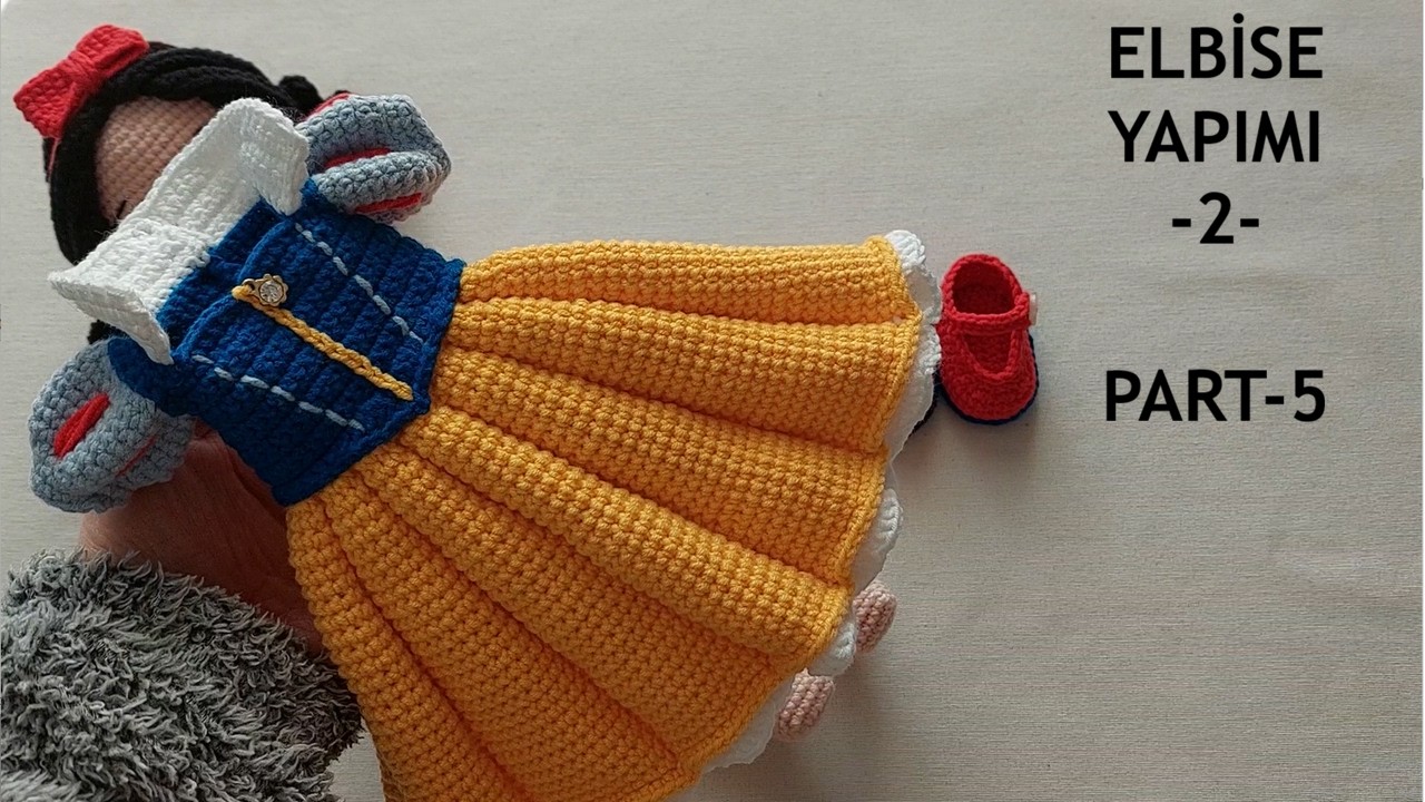 32cm Pamuk Prenses Elbise Yapımı -2- PART-5(English subtitle) (crochet amigurumi doll tutorial)