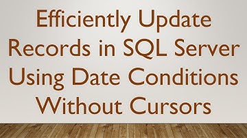 Efficiently Update Records in SQL Server Using Date Conditions Without Cursors