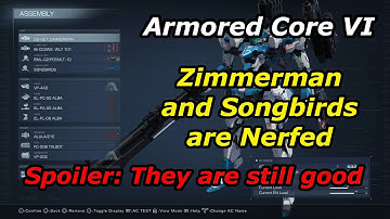 Armored Core 6 patch 1.03.1 Zimmerman and Songbirds nerfed
