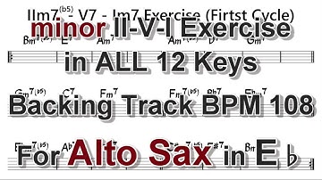 minor ii-V-I Exercise in ALL 12 keys - Backing Track for Alto Sax, BPM 108