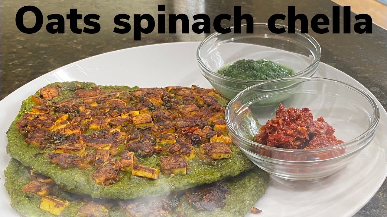 Spinach Paneer Stuffed Oats Chila Recipe - Oats Cheela Recipe Stuffed With Creamy Palak Paneer