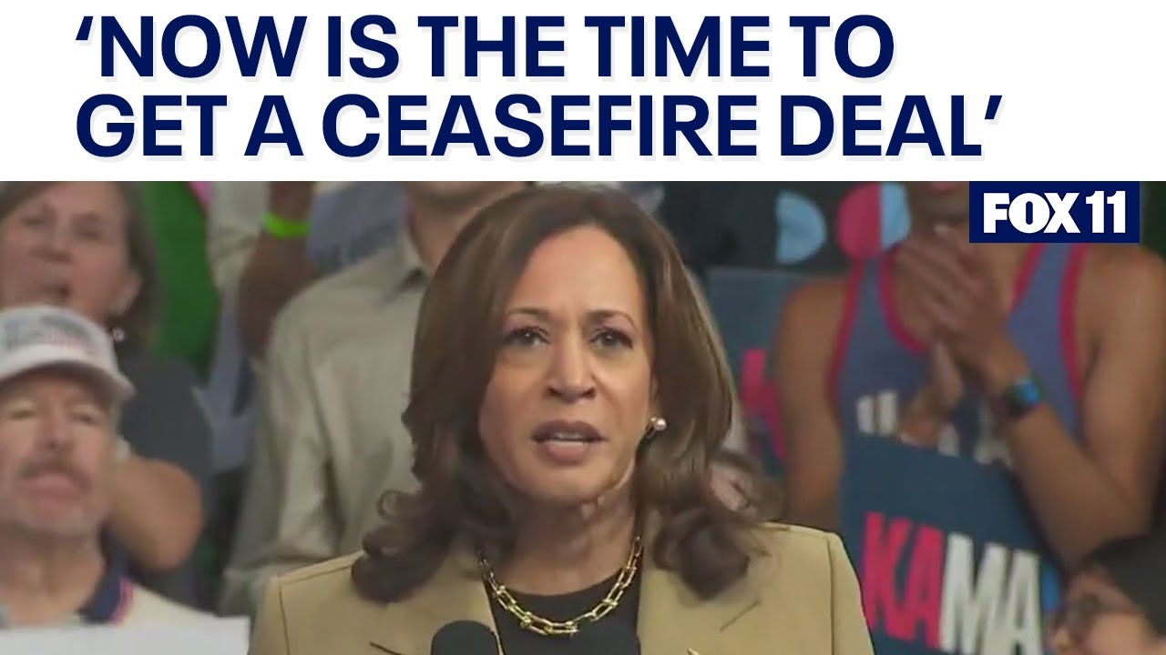 Kamala Harris calls for Gaza ceasefire - YouTube