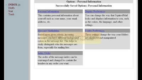 Modifying your personal information in SquirrelMail.