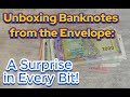 Unboxing banknotes Unwrapping Mysterious Treasures: Banknotes from around the world! Paper Polymer