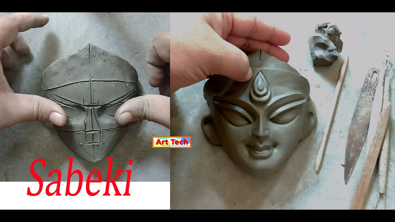 Sabeki Durga Face Making easy Technique | Traditional | Primitive | Bengal Style Face | Art Tech